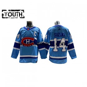 Kinder Montreal Canadiens Eishockey Trikot Nick Suzuki 14 Adidas 2022-2023 Reverse Retro Blau Authentic